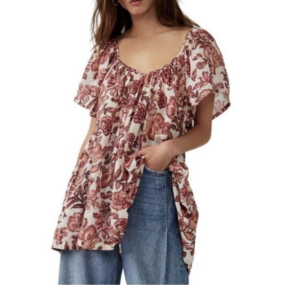 Free People Kauai Getaway Printed Tunic Top size Small NWT Floral